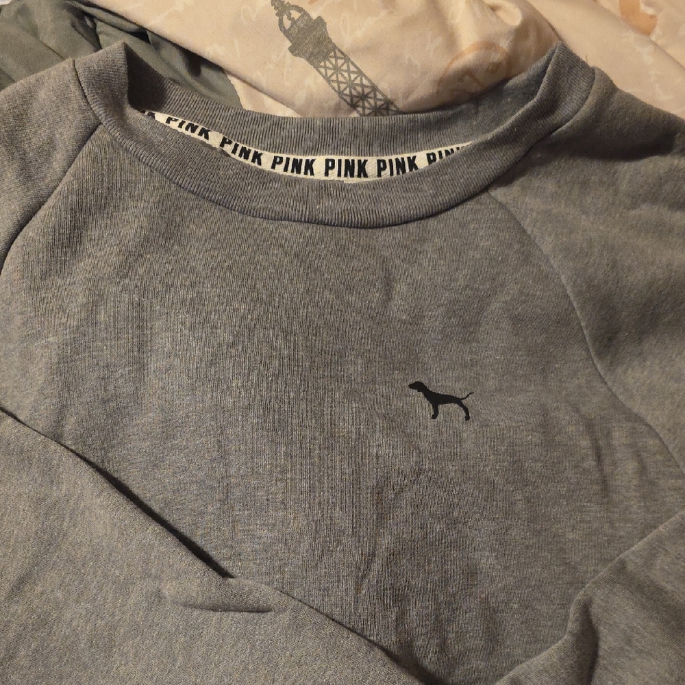 PINK Victoria's Secret  Gray Crewneck Sweater
